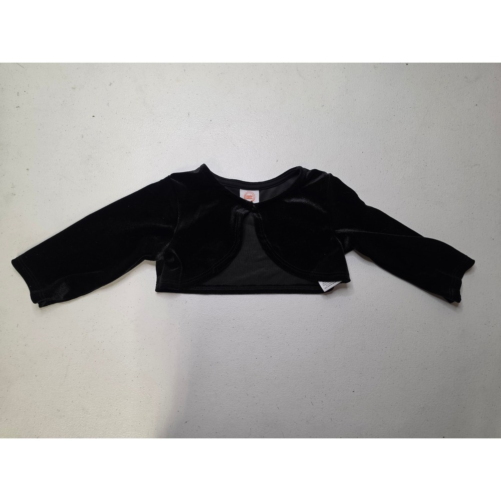 Wonder Nation Girls Black Velvet Bolero Shrug Long Sleeve Cropped Cardigan 2T